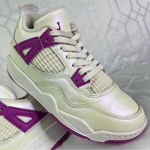 Nike Air Jordan 4 Retro PS Hyper Violet White Kids Sneakers Size 13C